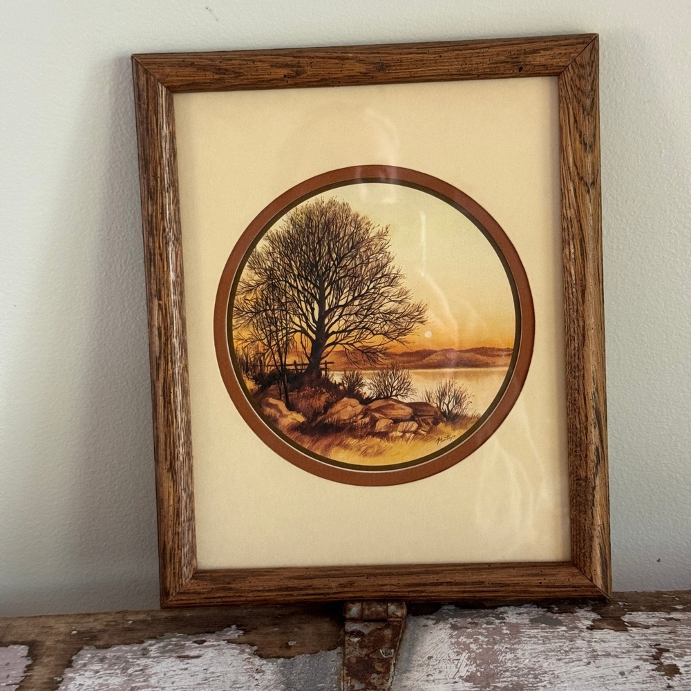 Vintage Montoya Signed Framed Landscape Print Gallery Wall Art 70s Aesthetic